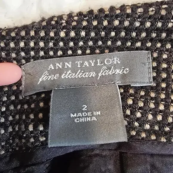 Ann Taylor 100% Virgin Wool Women's Brown&Tan Houndstooth Patterned Skirt Size 2 - Picture 7 of 9